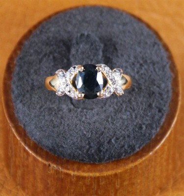 ROSS SIMONS Oval Blue Sapphire Ring Gold Over Sterling Silver Size 6.75