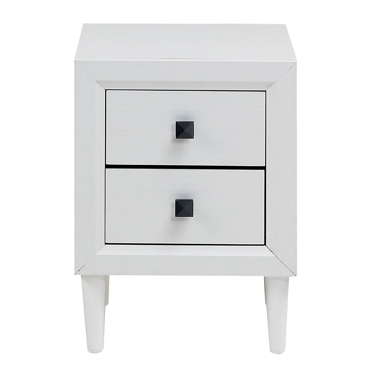 Nightstand Simple Look End Bedside Coffee Table Storage Drawers Wooden Leg White