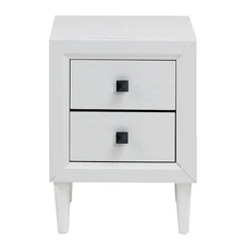 Nightstand Simple Look End Bedside Coffee Table Storage Drawers Wooden Leg White