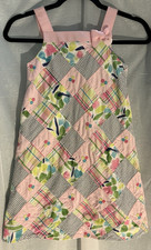 Vintage Gymboree Girls Size 8 Pink Pastel Patchwork Garden Party Cotton Sundress