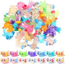 49 Pcs 14 Colors Mini Axolotl Figures Color and Luminous Mini Resin Axolotl Glow