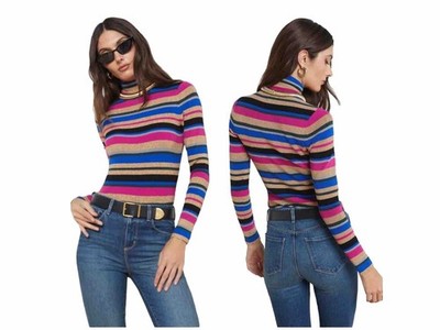 L'AGENCE - Olene Striped Turtleneck Sweater - Size Small