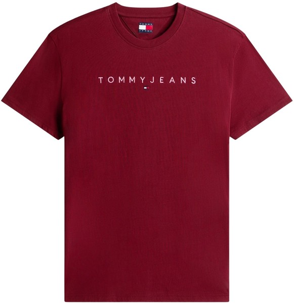 T-Shirt Tommy Jeans Herren TJM Reg Linear Logo Rot Wein XXL EU Baumwolle-image