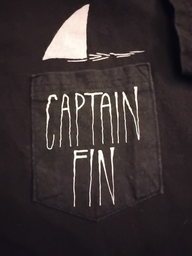 CAPTAIN FIN Sz.Lg. Black Pocket w/ Sail Graphic Casual Short Sleeve T-Shirt - Picture 3 of 8