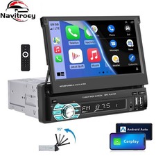 Single 1DIN 7" Flip Out Autoradio Apple Carplay GPS Nav FM USB BT MP5 Player
