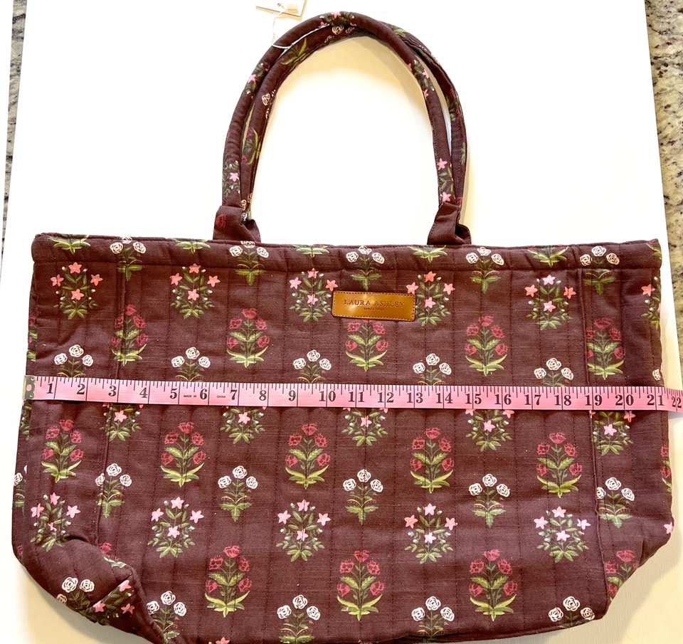 Laura Ashley Cara Burgundy Pink Floral Quilted Tote Bag Cottagecore Boho NWT - Image 4 of 4