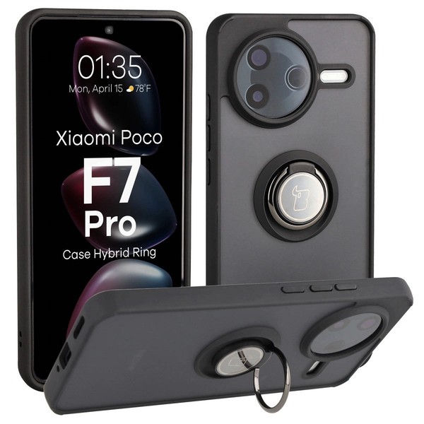 HandyhüLle Mit Fingergriff FüR Xiaomi Poco F7 Pro Bizon Case Etui GetöNt/Schwarz-image