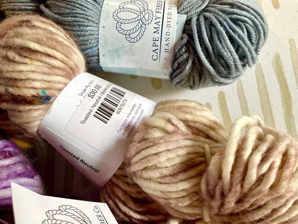3 madejas de lana merino-cape may fibras-marcas secuoya-gris-púrpura-beige-regalo+++ Foto 3 de 4