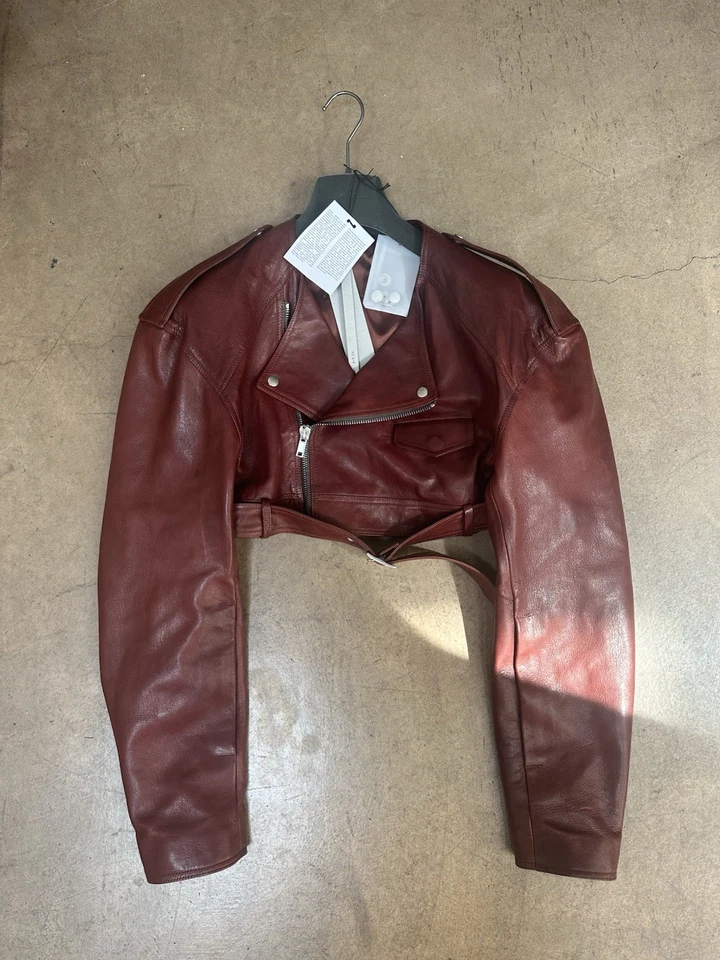 Rick Owens Runway Lido Micro Leather Biker Jacket - Image 2 of 4