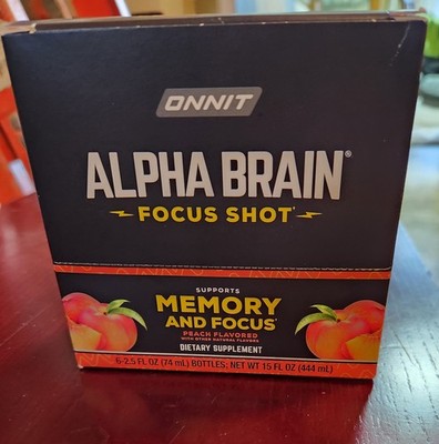 Onnit Labs Alpha Brain Focus Shot with Lion s Mane, L-Theanine. Peach Flavor x 6