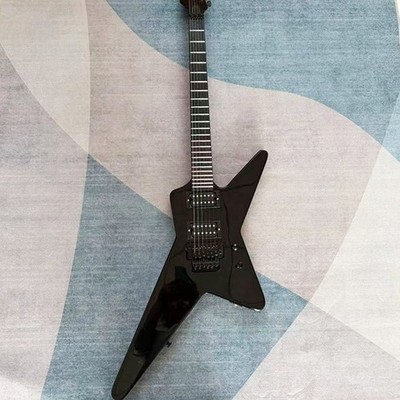 Black Shaped Electric Guitar with Double Locking Tremolo System, Free Shipping