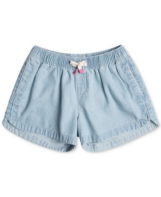 Roxy Big Girls Una Mattina Cotton Chambray Denim Shorts - Light Blue- XL (14)
