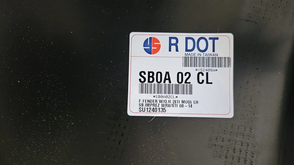 2008 2009 2010 2011 2012 2013 2014 Driver Left Fender Subaru WRX STI New Primed - Image 4 of 4