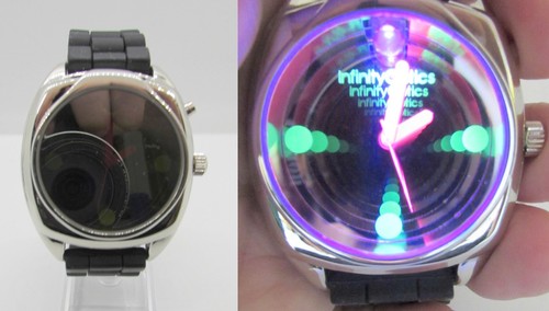 INFINITY OPTICS INFINITY MIRROR NEON LIGHT UP QUARTZ 45MM WRIST WATCH