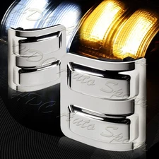 For 08-16 Ford Superduty Chrome Side Mirror White/Amber LED Running Signal Light