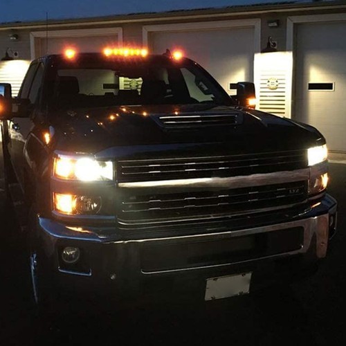 Fit GMC Chevy 2500HD 3500HD 07-up Full Amber LED Cab Roof Marker Light Assy 3pcs - Picture 11 of 13