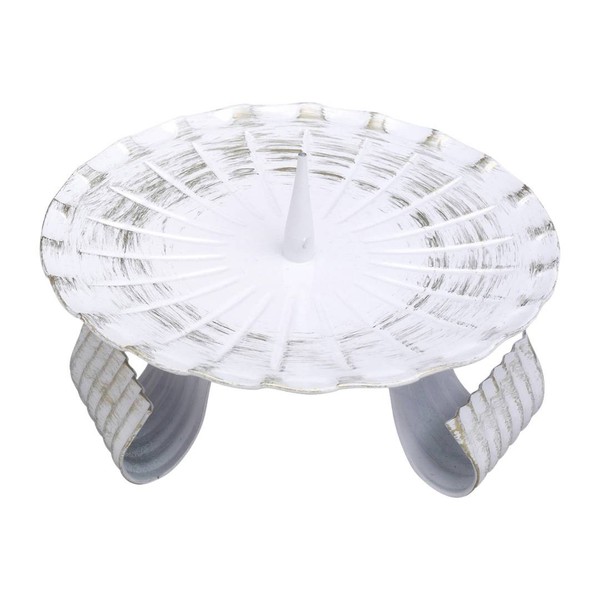 Kerzenleuchter Ø12Cm Eisen DreifußLeuchter Mit Dorn Altarleuchter Weiss/Gold-image