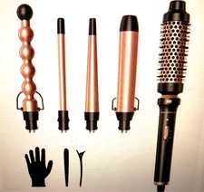 WAVYTALK  5 in 1 Curling Wand Set, Multi Curl Golden Rose. NWB