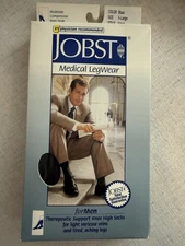 Jobst for Men Ribbed Compression Knee  Socks 15-20 mmhg Therapeutic (Black) XL