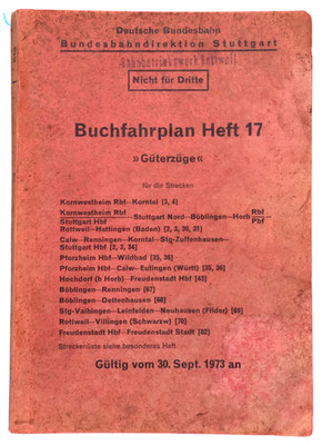Bundesbahn - Buchfahrplan Heft 17 der BD Stuttgart 1973/74 (Original) BR 050