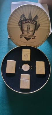 Zippo D-Day Normandy 50 Years 1944-1994  Allied Heroes Lighter Set Unused w/ Tin