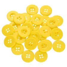 60pcs 28L Sewing Buttons 11/16" Resin Round Flat 4-Hole Craft Buttons, Yellow