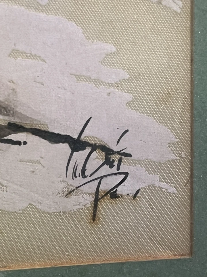 VTG ORIGINAL OILD HAND PAINTED ON SATIN PARIS FLOWER CART FRAMED ART 14.5 X 17.5 - Image 3 of 4