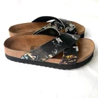 Papillio By Birkenstock Floral Cross Strap Slide Sandals EU 39 US 8 Cork Footbed