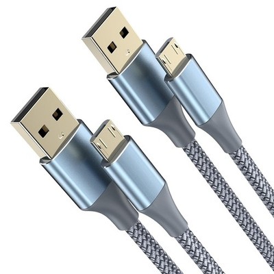 Micro USB Kabel 3m 2 Stück Nylon Geflochten Android-Ladekabel Grau für Geräte