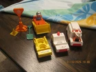 Vintage Fisher Price Little People Vehicles Lot Ambulance,Fire,Construction