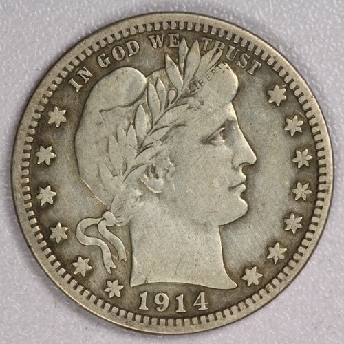 1914 Barber Silver Quarter 25C-VF+
