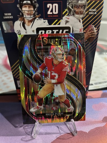 2024 Panini Select - Premier Level Brock Purdy #124 Red & Yellow Shock Prizm