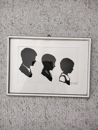 Hand cut signed Horst Paul 22x14 cm framed 