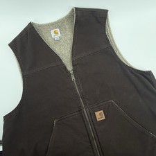Carhartt V26 DKB Sherpa Lined Duck Dark Brown Work Vest Men s XL Regular Hunting