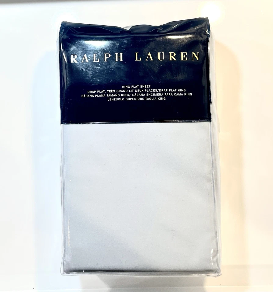 Ralph Lauren RL 646 Solid Percale King Flat Sheet Oxford Blue New Reg. $145 - Image 3 of 4