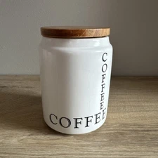 The Old Pottery Company Coffee Canister White Container With Wooden Lid