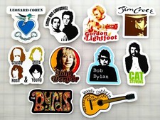 Classic Folk Music Sticker Lot 10 Stickers SET 1 rock punk hippy singer