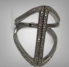 Sterling Silver Paved Crystal Ring Size 9