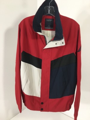 NAUTICA MEN'S COLORBLOCK BOMBER JACKET RED/NAVY