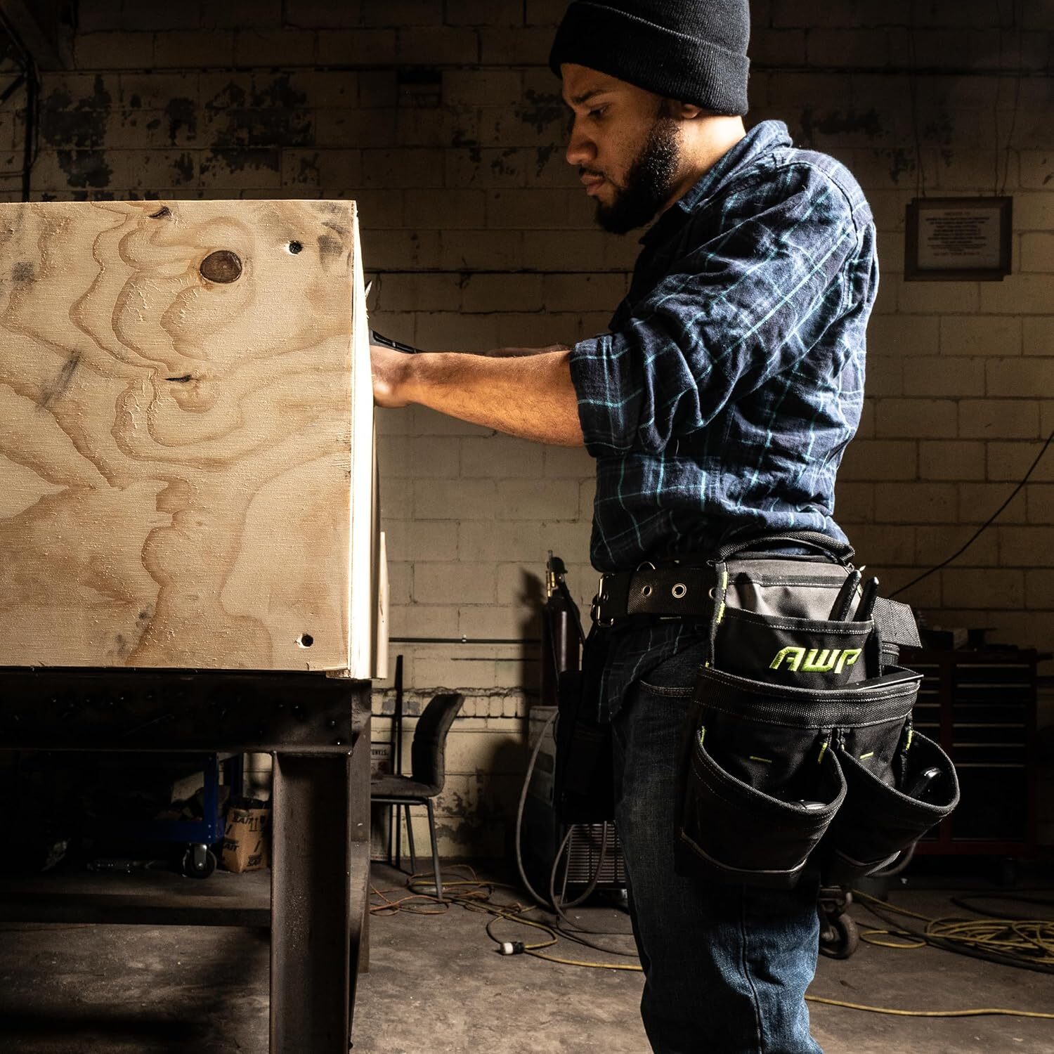 AWP Carpenter Tool Rig Premium Tool Belt Air Mesh Padded Fits Up to 50