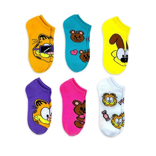 Garfield, Girls No-Show Socks, 6-Pack, Size M - Picture 3 of 4