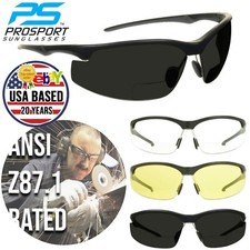 ANSI Z87 Bifocal Safety Sunglass Readers Men Women Sport Adjustable Nose Piece
