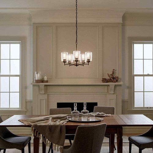 KICHLER Winslow 19.75 in. 5-Light Olde Bronze Contemporary Shaded Chandelier - Picture 2 of 9
