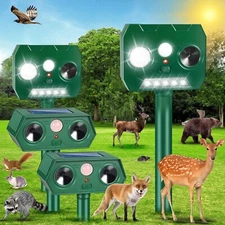 4PACK Solar Ultrasonic Animal Repellent Dog Skunk Deer Raccoon for Garden Yard