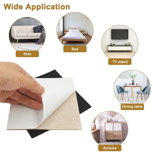 10 Pcs Felt Furniture Pads, 5 X 5 Inch, Self Adhesive Felt Pads, Large Non Slip - Picture 5 of 7