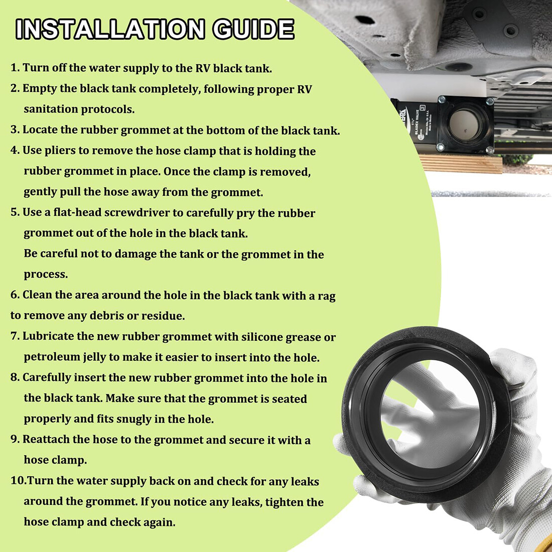 Custom RotoMolding 93 RV Tank Grommet 3" RV Black Gray Water Holding