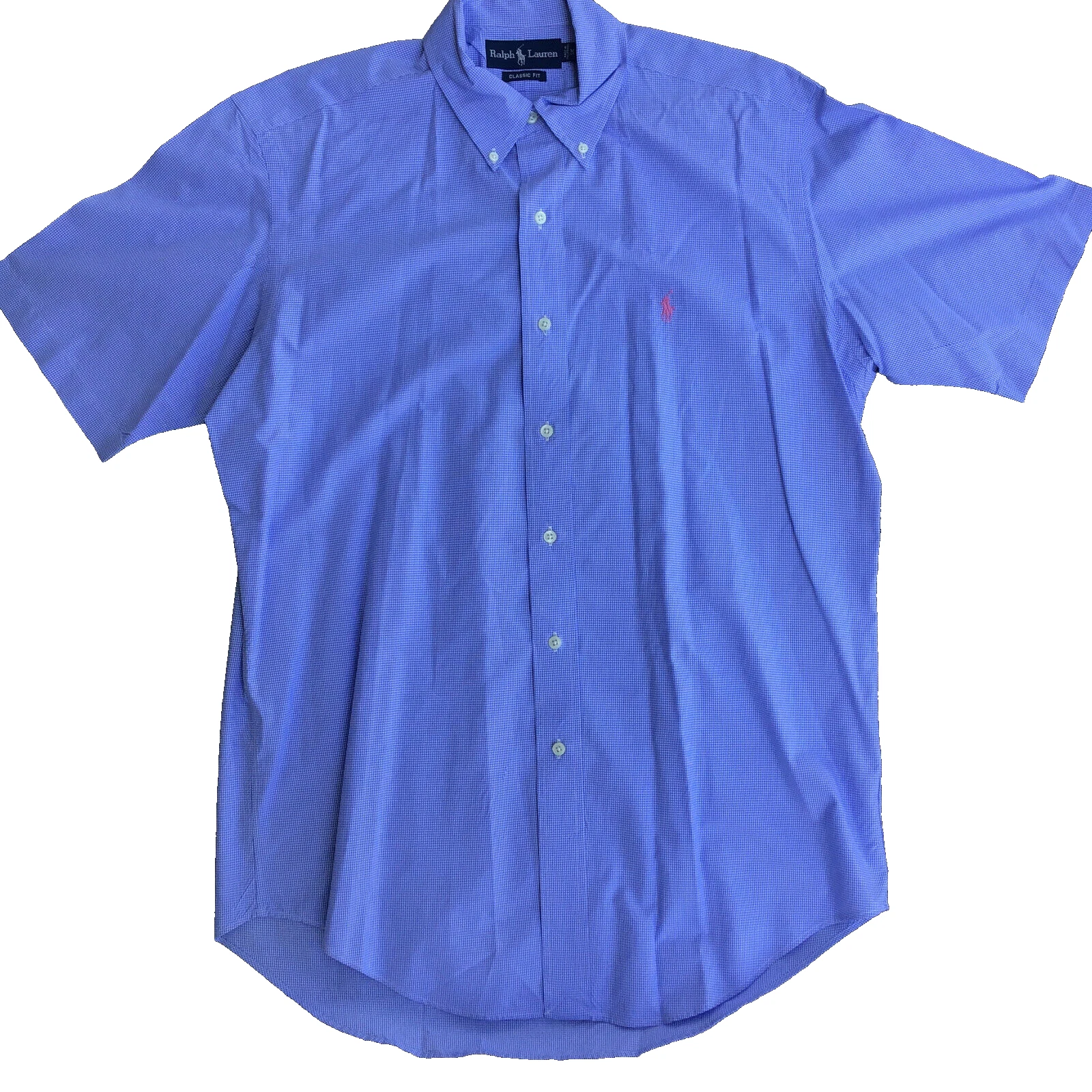 RALPH LAUREN Short Sleeve Shirt * Polo Logo* Classic Fit - Men’s Size M Blue