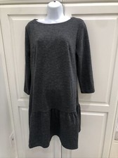 Ann Taylor Loft women medium gray back zip dress flares at bottom Poly blend