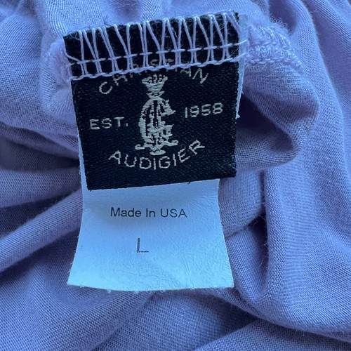 CHRISTIAN AUDIGIER Y2K Size L 100% Bamboo Mauve Tee with Jewelled Embellishment - Picture 8 of 11