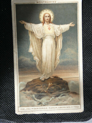 Pious image montmartre cor jesu misericordiae plenum libera nos a malo
